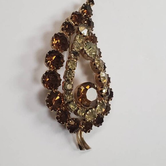 Vintage Continental Amber Topaz Brooch and Clip-on Set - Picture 9 of 10